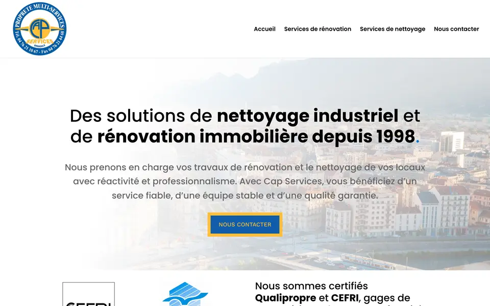 Le site de Cap Services, nettoyage industriel et rénovation, Grenoble, réalisé par Odratta
