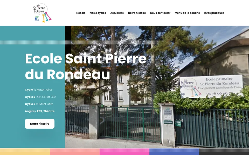 Page d’accueil du site de l’école Saint-Pierre du Rondeau