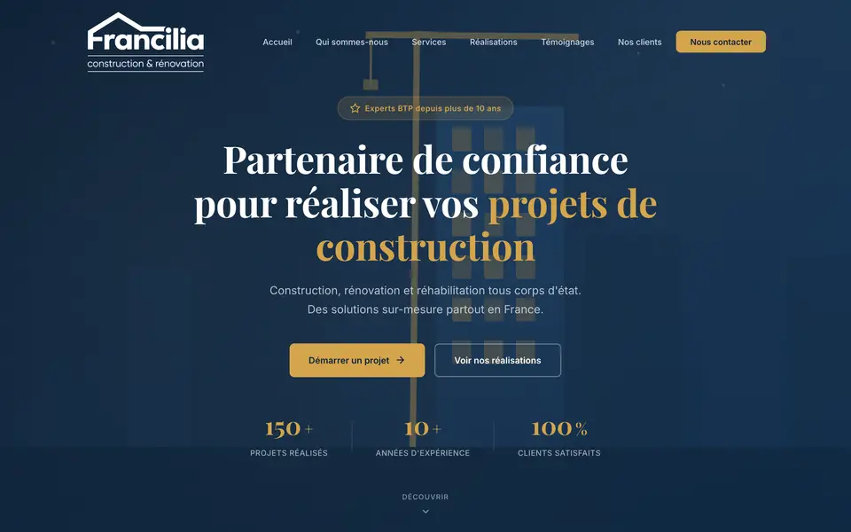 Le site de Francilia, BTP tous corps d’état, Villevaudé, réalisé par Odratta