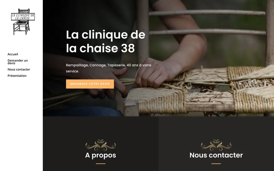 Le site de La Clinique de la Chaise, rempaillage, cannage, tapisserie, Isère, réalisé par Odratta