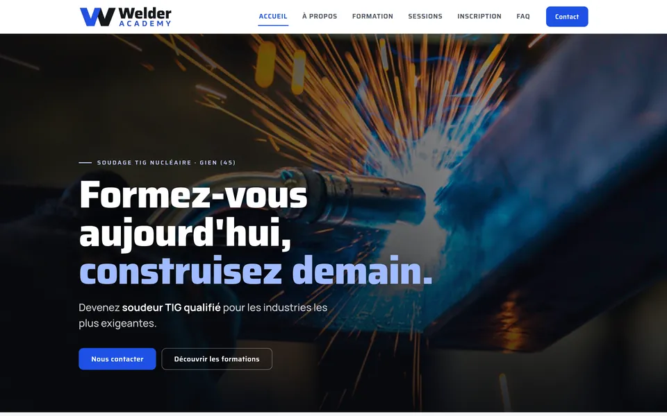 Le site de Welder Academy, centre de formation au soudage TIG nucléaire, réalisé par Odratta